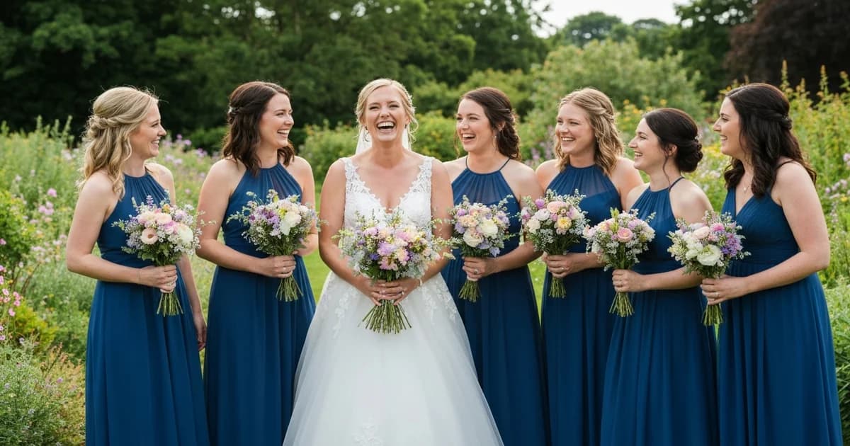 Grupo de damas de honor con la novia