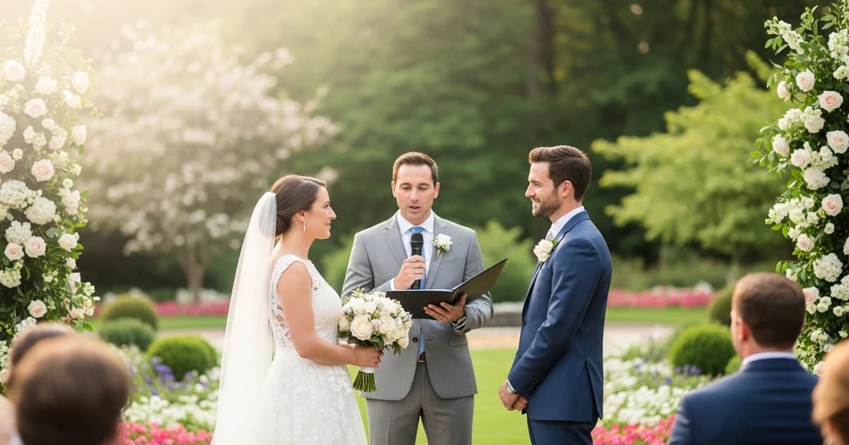 Maestro de ceremonias dirigiendo una recepción de boda