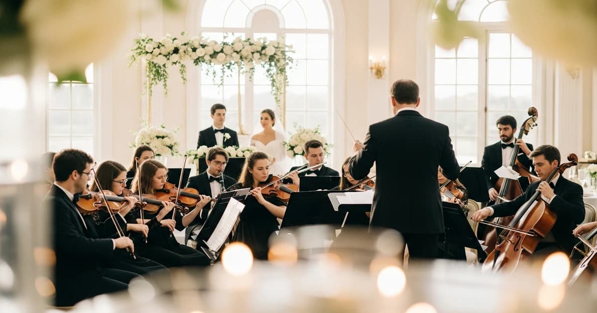 Cuarteto de cuerda tocando en una ceremonia de boda