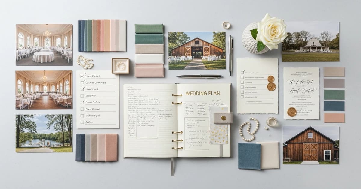Wedding planner profesional ayudando a una pareja a planificar su boda